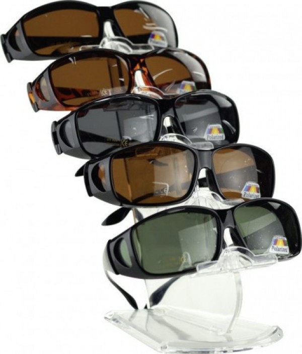 Überbrillen Überzieh-Sonnenbrillen Schwarz mit grauen Polarisierenden Gläsern